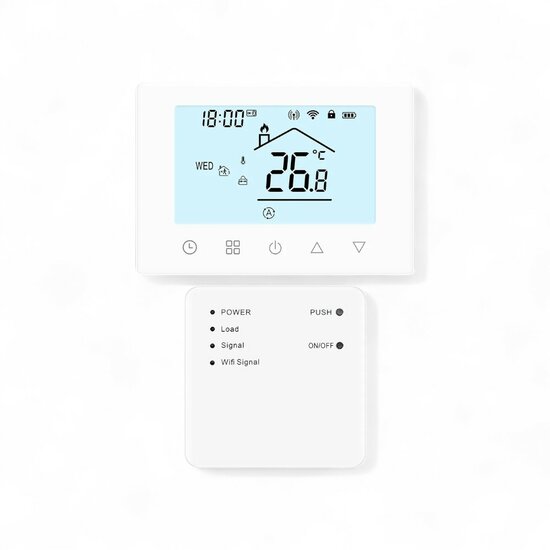 Wifi Draadloze Thermostaat met Touchscreen voor c.v. en boiler verwarming (wit)