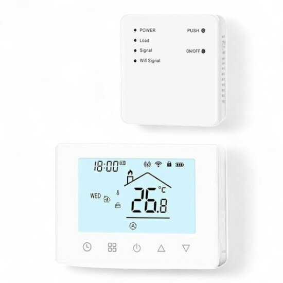 Wifi Draadloze Thermostaat met Touchscreen voor c.v. en boiler verwarming (wit)