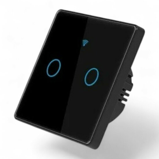 Smart WiFi Touch Lichtschakelaar Zwart 2-knoppen