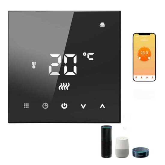 Wifi Inbouw Thermostaat met Touchscreen voor C.V. Installatie (zwart)