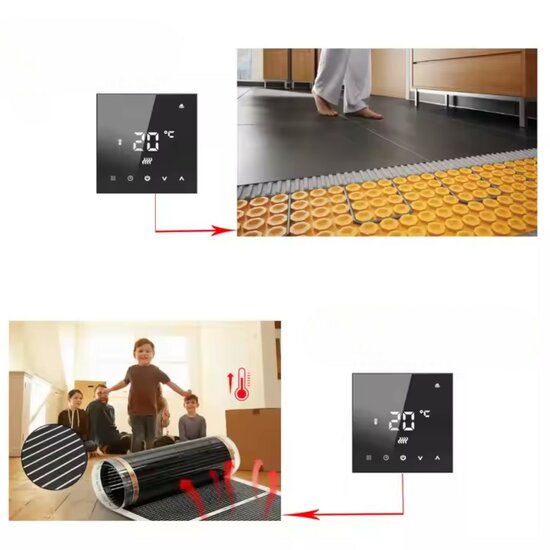 Wifi Inbouw Thermostaat met Touchscreen voor C.V. Installatie (zwart)