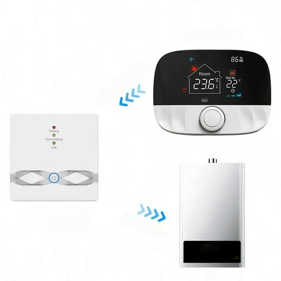 Wifi Draadloze Thermostaat met Draaiknop voor C.V. Installatie (zwart/grijs)