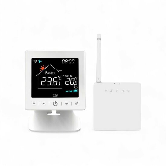 Wifi Draadloze Thermostaat met Tiptoetsen voor C.V. Installatie (zwart/wit)
