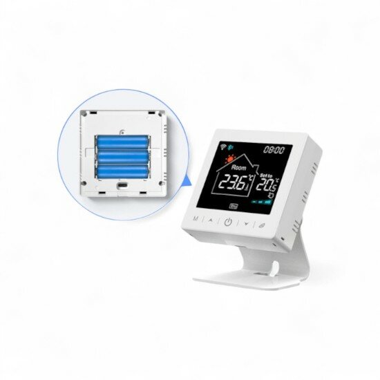 Wifi Draadloze Thermostaat met Tiptoetsen voor C.V. Installatie (zwart/wit)