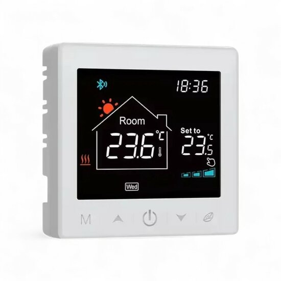 Wifi Draadloze Thermostaat met Tiptoetsen voor C.V. Installatie (zwart/wit)