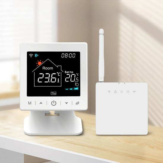 Wifi Draadloze Thermostaat met Tiptoetsen voor C.V. Installatie (zwart/wit)