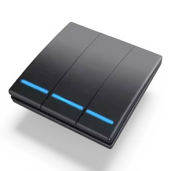 RF 433Mhz Slimme Draadloze Schakelaar Zwart (3-knoppen) - LOSSE KNOP