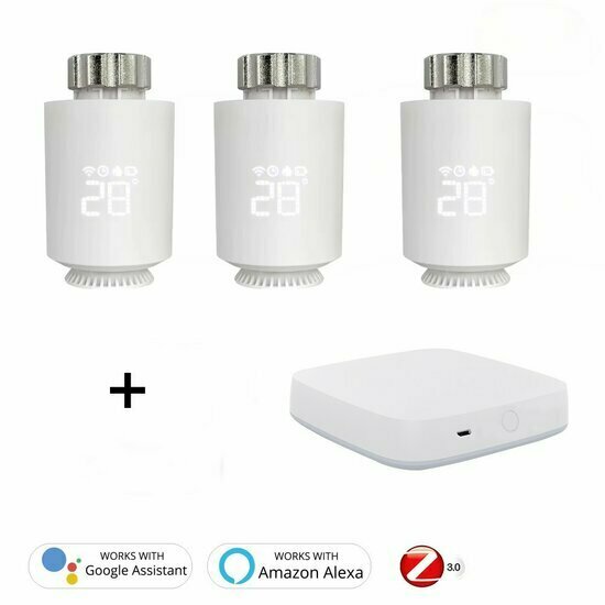 Set Slimme Programmeerbare Radiatorknoppen + Zigbee 3.0 Gateway Basic