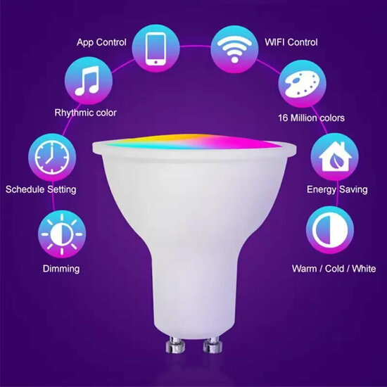 2-PACK | WiFi Slimme spotlight GU10 4,7W RGB + CCT