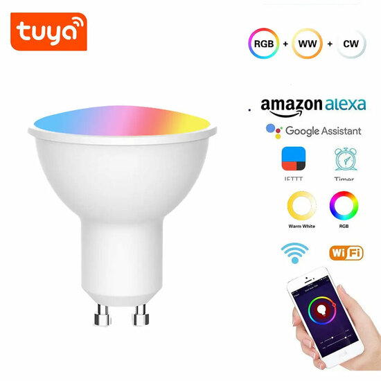 2-PACK | WiFi Slimme spotlight GU10 4,7W RGB + CCT
