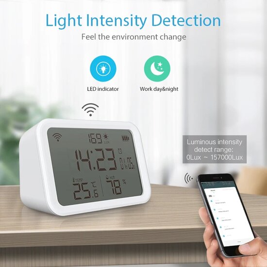Wifi Slimme Wekker Klok Met Temperatuur En Vochtigheid Sensor