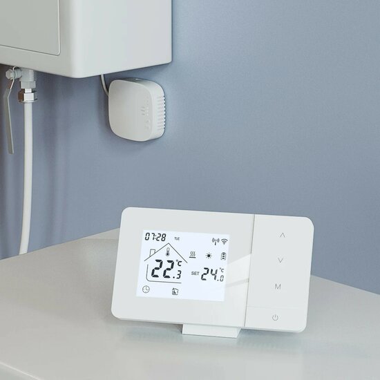 Wifi Draadloze Thermostaat met Tiptoetsen voor C.V. Installatie (zwart)