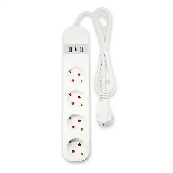 Schuko Wifi stekkerblok 4 Stopcontacten + 2x USB + 1 x USB-C PD
