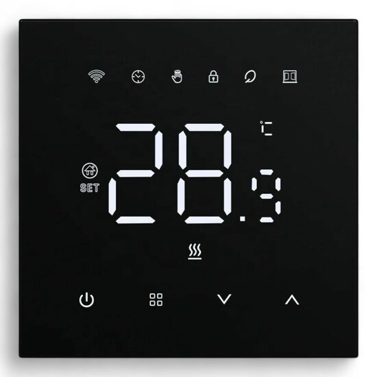 WiFi Einbau-Thermostat mit Touchscreen f&uuml;r Heizung (schwarz)
