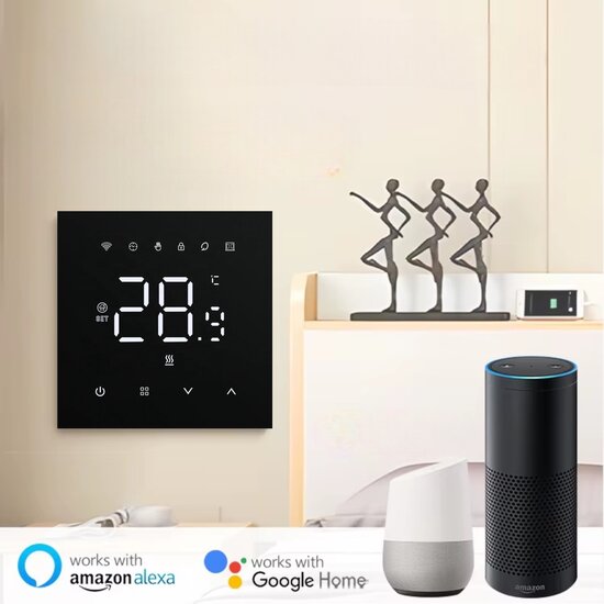 WiFi Einbau-Thermostat mit Touchscreen f&uuml;r Heizung (schwarz)