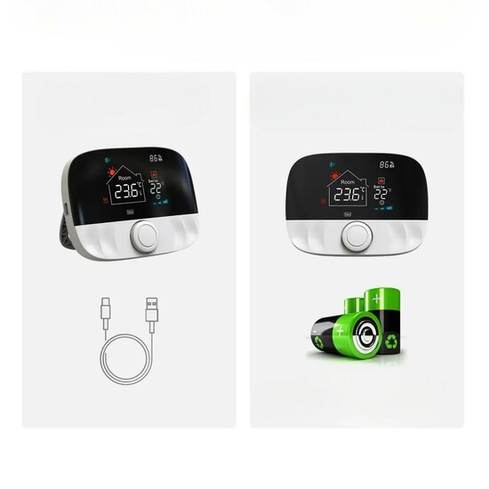 WiFi Wireless Thermostat with Knob for Heating (black/grey)