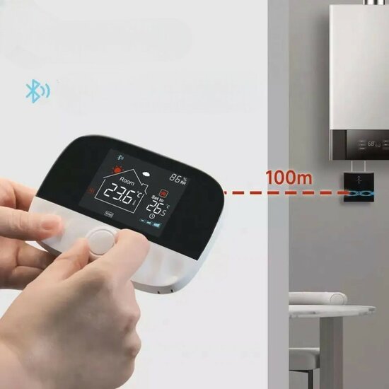 WiFi Wireless Thermostat with Knob for Heating (black/grey)