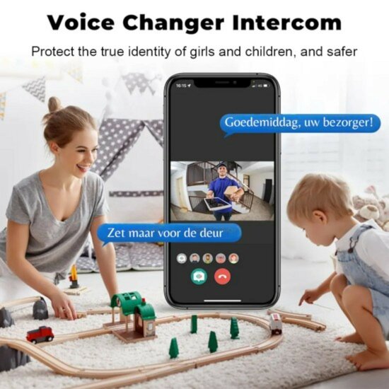 WiFi Doorbell Camera Fisheye 1280P (black)