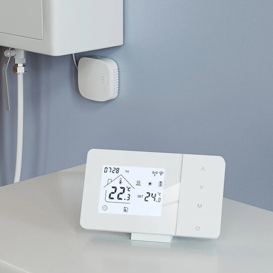 Wifi Draadloze Thermostaat met Tiptoetsen voor C.V. Installatie (zwart)