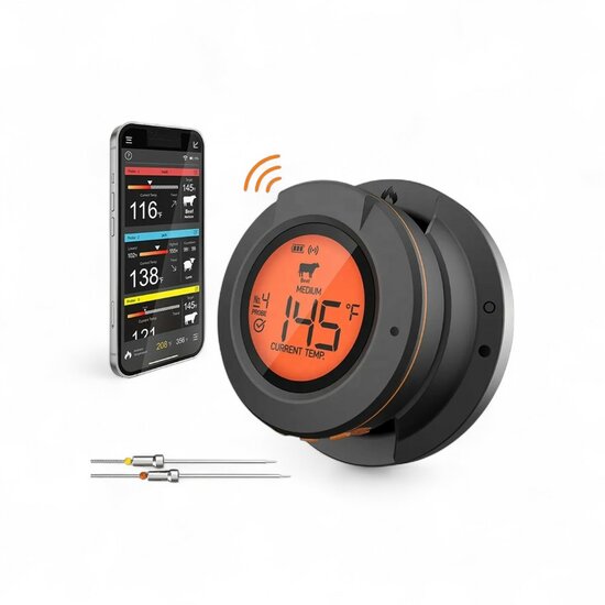Kamado Thermometer met Dome Temperatuur en 2 Probes voor Kernmeting