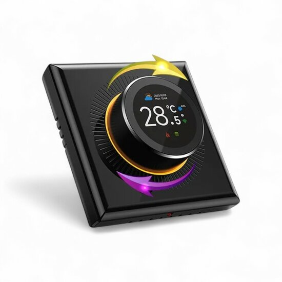 Wifi Einbau-Thermostat mit Drehschalter f&uuml;r Zentralheizungsanlage (schwarz)