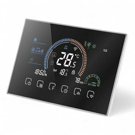 Wifi Inbouw Thermostaat met Touchscreen voor C.V. Installatie (zwart)