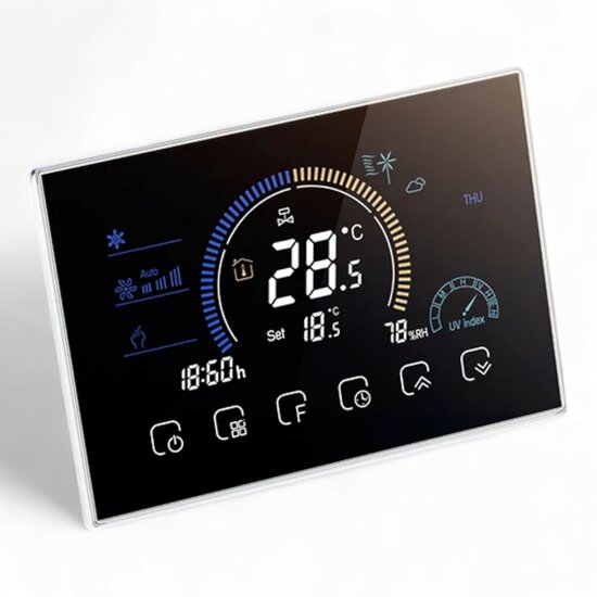 Wifi Inbouw Thermostaat met Touchscreen voor C.V. Installatie (zwart)