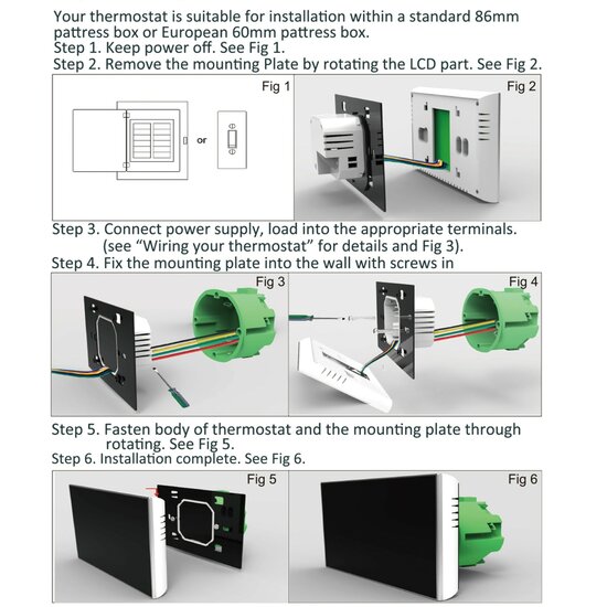 Wifi Inbouw Thermostaat met Touchscreen voor C.V. Installatie (wit)