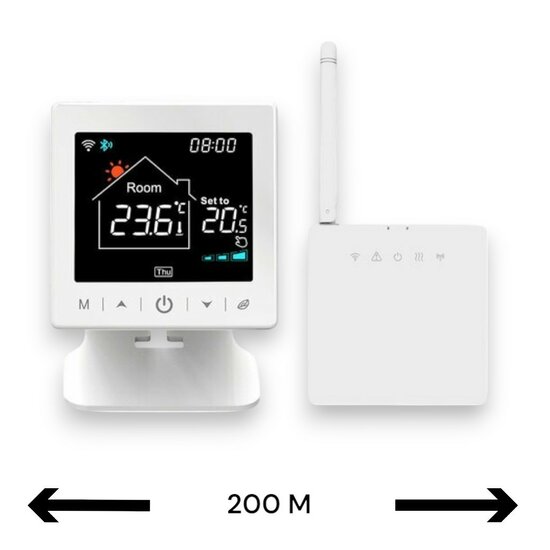 WiFi Wireless Thermostat with Touch Buttons for Heating (black/white)