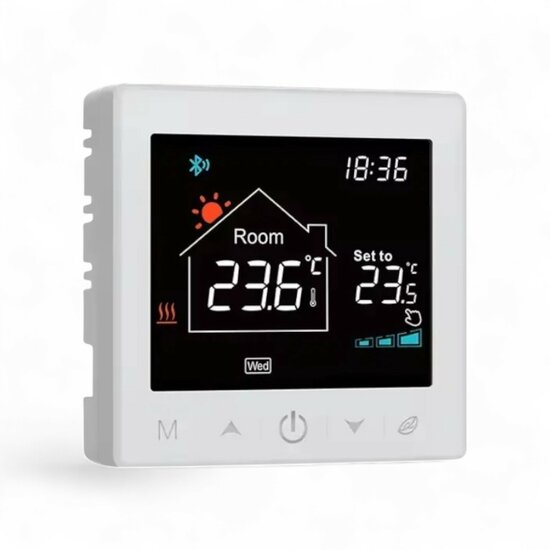 WiFi Wireless Thermostat with Touch Buttons for Heating (black/white)