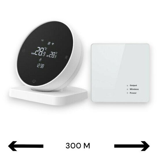 Thermostat sans fil Wifi avec &eacute;cran tactile pour installation C.V. (noir/blanc)