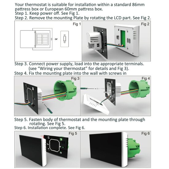 Wifi Inbouw Thermostaat met Touchscreen voor Electrische verwarming  (zwart)
