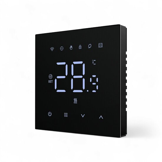 WiFi Einbau-Thermostat mit Touchscreen f&uuml;r Elektrische Fu&szlig;bodenheizung &amp; IR (schwarz)