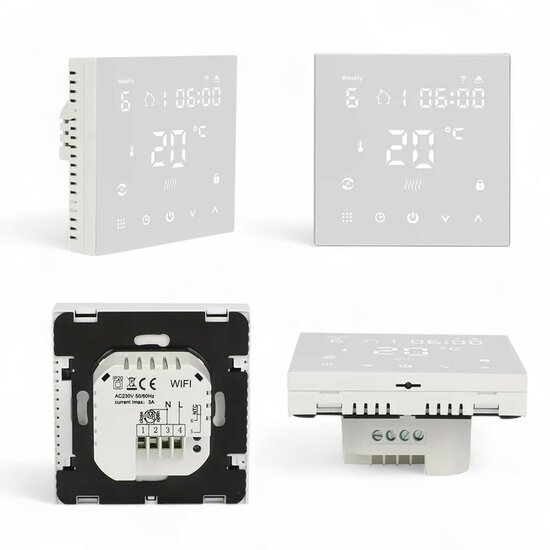 Wifi Inbouw Thermostaat met Touchscreen voor C.V. Installatie (wit)