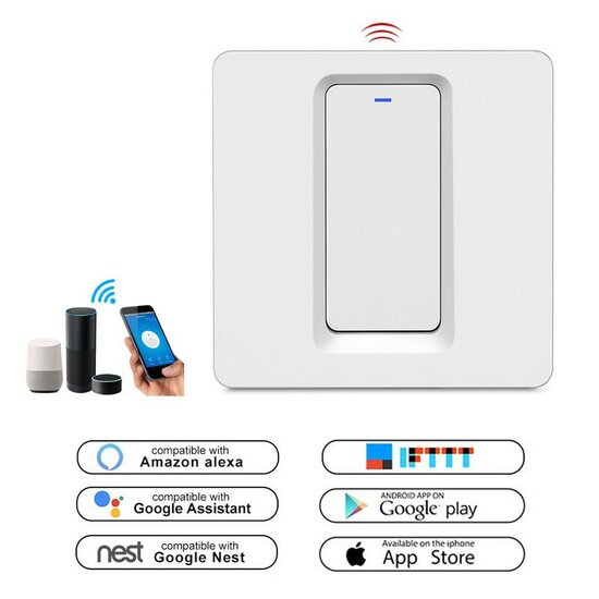 Smart WiFi Lichtschakelaar Wit 1-knop