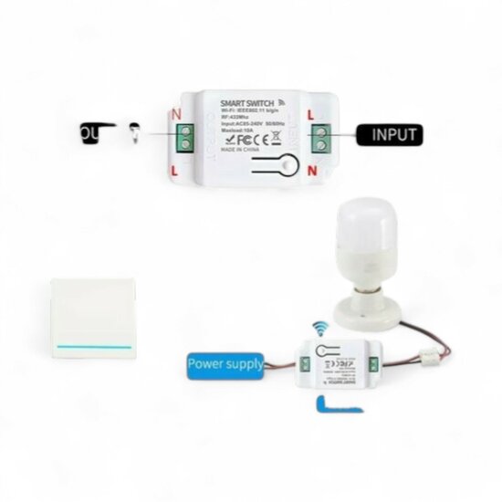 Slimme inbouw stroom onderbreker 10Amp (Geschikt voor RF 433Mhz)