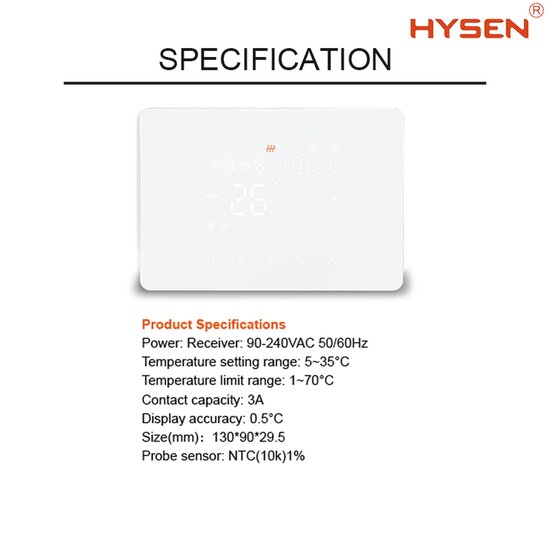 Zigbee Opbouw Thermostaat met Touchscreen voor C.V. Installatie (zwart) - excl. gateway