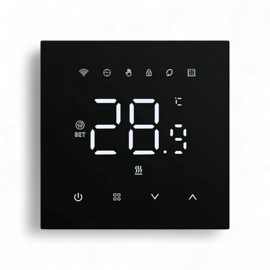 Wifi Inbouw Thermostaat met Touchscreen voor Elektrische vloerverwarming en Infrarood (zwart)
