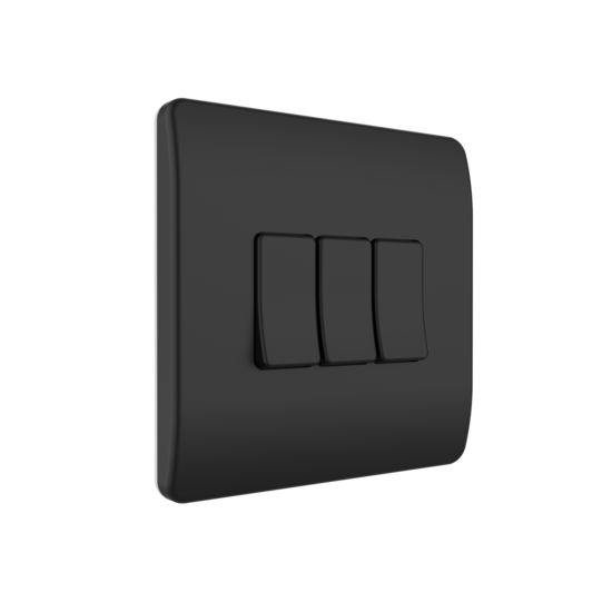 Draadloze Wandschakelaar (Batterij) Zwart 3-Voudig Aan/Uit - Losse Knop