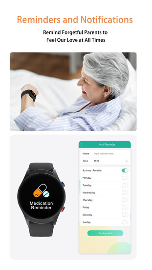 SOS Horloge 2-knops met 2-weg communicatie en hartslagmeter (GPS)