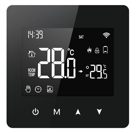 Wifi Opbouw Thermostaat met Touchscreen voor C.V. Installatie (zwart)