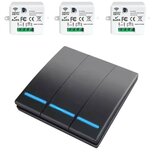 RF 433Mhz Slimme Draadloze Schakelaar Zwart (3-knoppen) - SET RF 433Mhz Slimme Draadloze Schakelaar Zwart (3-knoppen) - SET