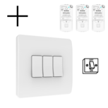Draadloze Wandschakelaar Wit (Batterij) 3-Voudig Aan/Uit - Set Draadloze Wandschakelaar Wit (Batterij) 3-Voudig Aan/Uit - Set