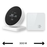 Thermostat sans fil Wi-Fi avec écran tactile pour installation CV (noir/blanc) Thermostat sans fil Wi-Fi avec écran tactile pour installation CV (noir/blanc)