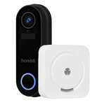 Slimme deurbel voor voordeur met wifi verbinding en antidiefstal alarm zwart kunststof