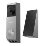 Deurbelcamera voor buiten met dual lens en zonnepaneel grijs kunststof draadloos met 2K resolutie en bewegingsdetectie