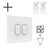 Funk-Wandschalter Weiß (Batterie) 2-Wege An/Aus + Dimmer - Set