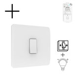 Funk-Wandschalter Weiß (Batterie) 1-fach Ein/Aus + Dimmer - Set