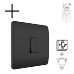 Funk-Wandschalter Schwarz (Batterie) 1-fach An/Aus + Dimmer - Set