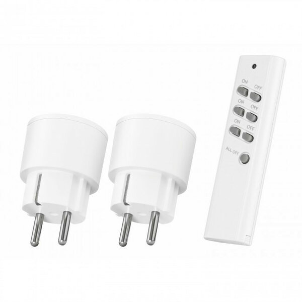 Compacte tussenstekker voor KlikAanKlikUit systeem met 2300 watt schakelmogelijkheid 2-pack
